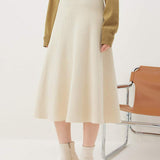 Long Flared Maxi Skirt Thickened Knit Skirt - liwisi