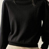Versatile Solid Turtleneck Knit Top - liwisi