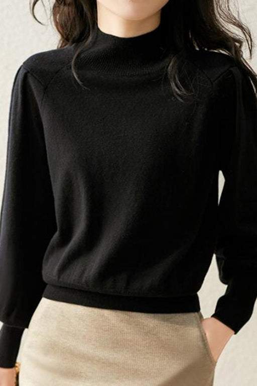 Versatile Solid Turtleneck Knit Top - liwisi