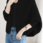 Plain Batwing Sleeve Hooded Knit Cardigan - liwisi