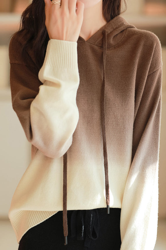 Gradient hooded knitted sweatshirt - liwisi