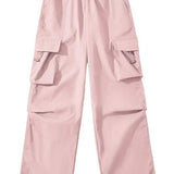 Drawstring hem maxi cargo pants, available in four colors - liwisi