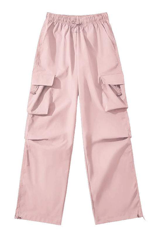 Drawstring hem maxi cargo pants, available in four colors - liwisi