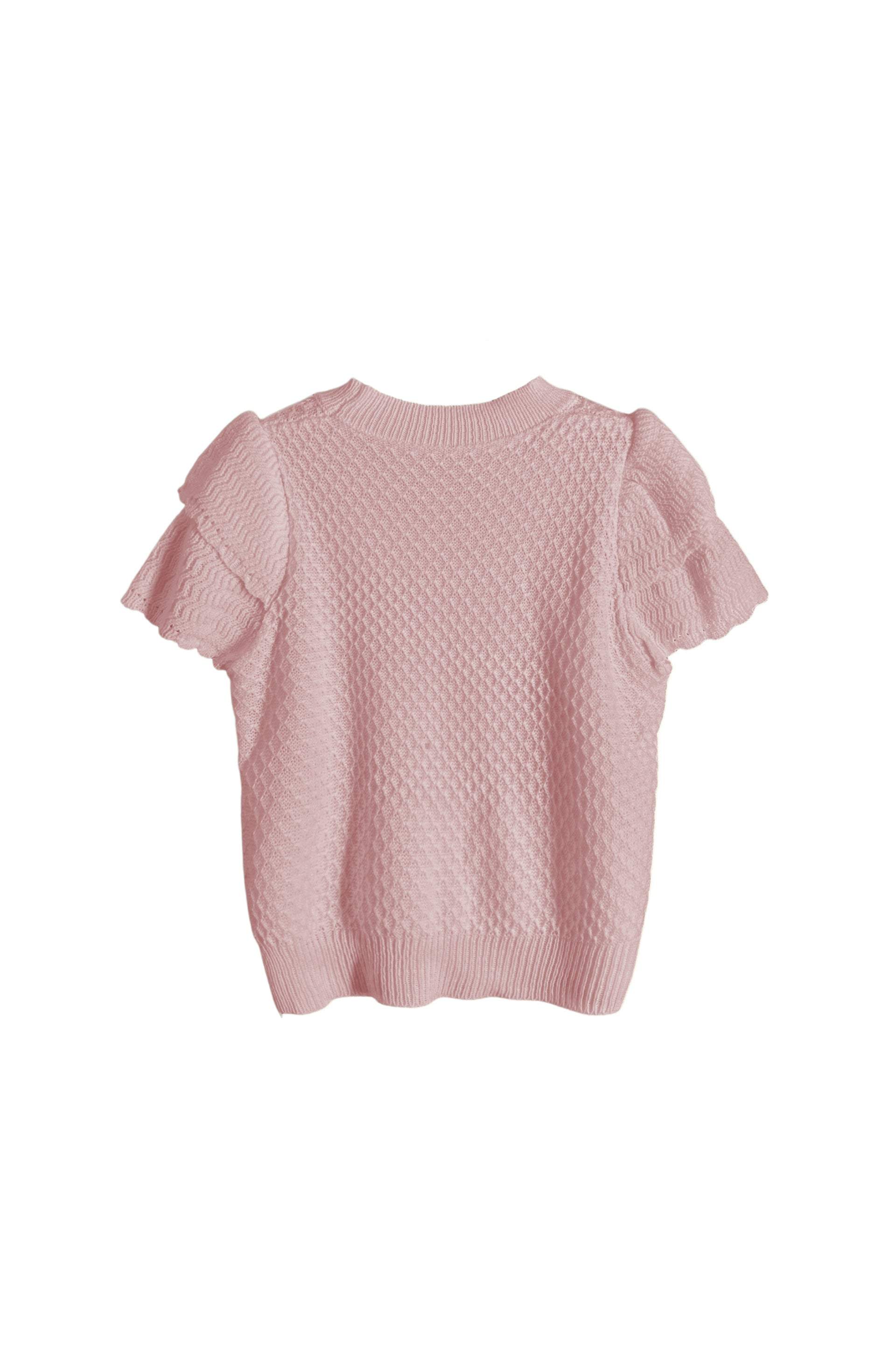 Round Neck Glitter Decor Double Sleeve Knit - 3 Colors Available - liwisi