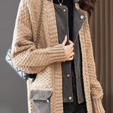 Spliced knitted cardigan coat - liwisi