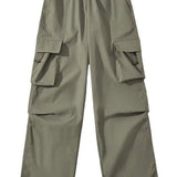 Drawstring hem maxi cargo pants, available in four colors - liwisi