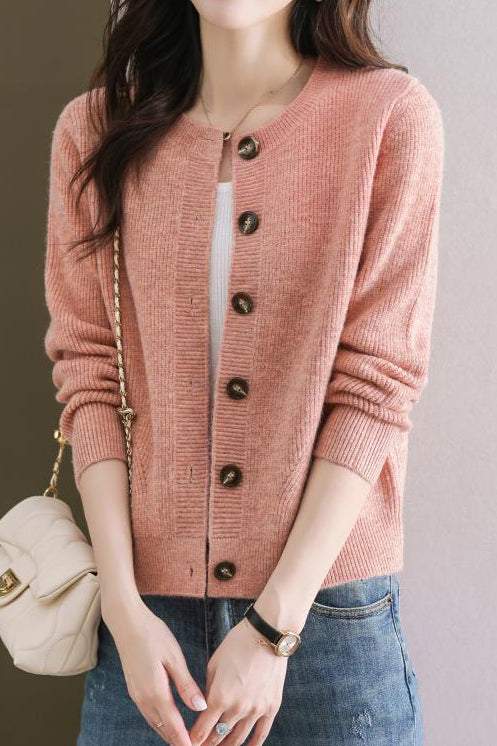Solid-color short sweater outerwear - liwisi