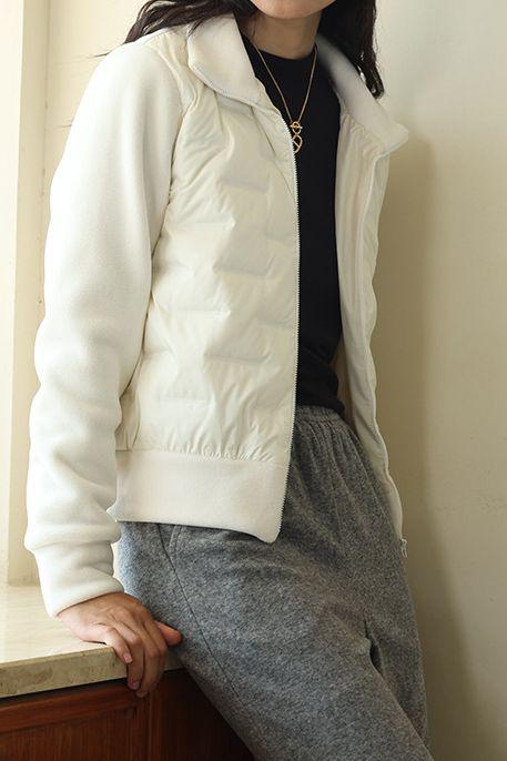 Loose Fit Casual Down Jacket with Fleece Patchwork - liwisi
