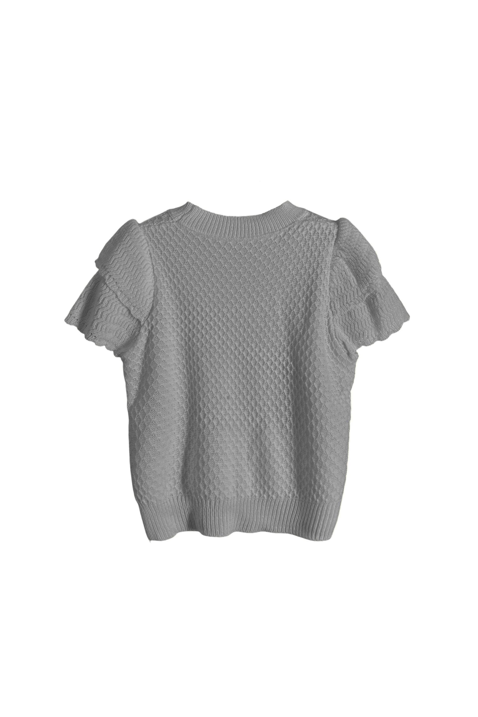 Round Neck Glitter Decor Double Sleeve Knit - 3 Colors Available - liwisi