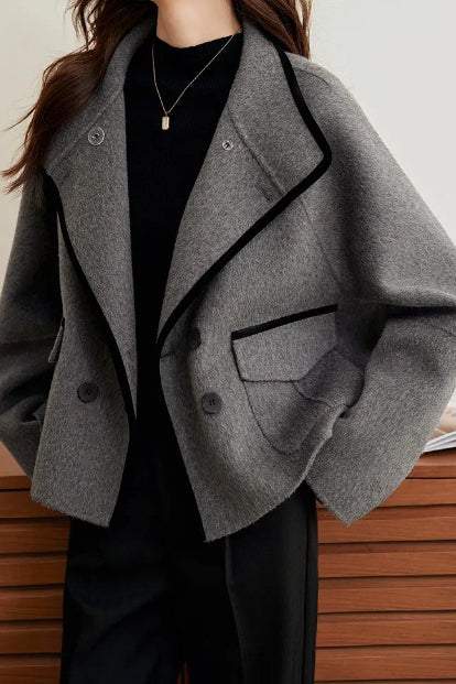 Casual Fashion Color Block Wool Coat - liwisi