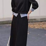 Shirt Collar Color-Block Two-Piece Set - liwisi