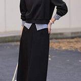 Shirt Collar Color-Block Two-Piece Set - liwisi