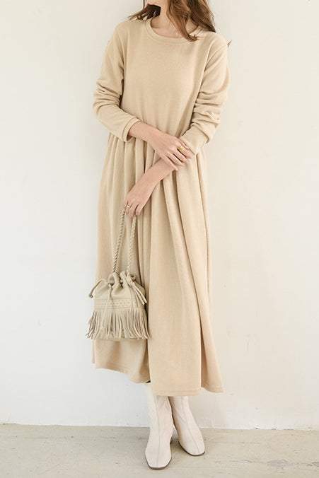 Round Neck Simple Long Maxi Flare Dress - 5 Colors Available - liwisi