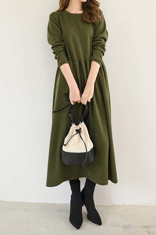 Round Neck Simple Long Maxi Flare Dress - 5 Colors Available - liwisi