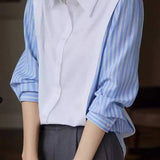 Layered Look Striped Sleeve Casual Shirt - liwisi