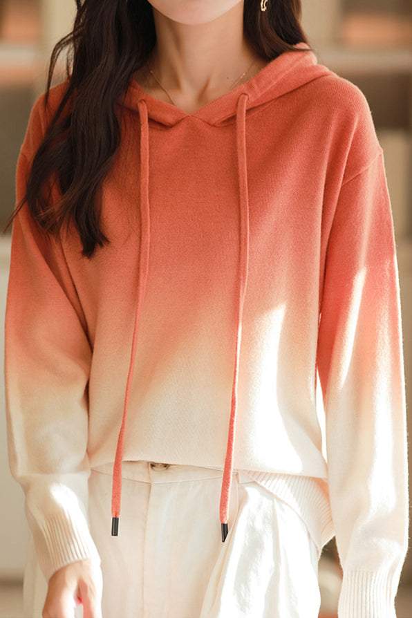 Gradient hooded knitted sweatshirt - liwisi