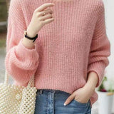 Round Neck Lace Knit Top - 5 Colors Available - liwisi