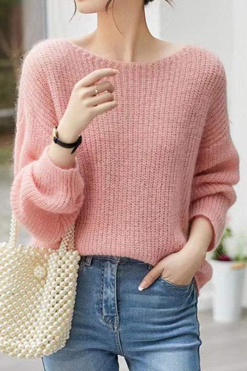 Round Neck Lace Knit Top - 5 Colors Available - liwisi