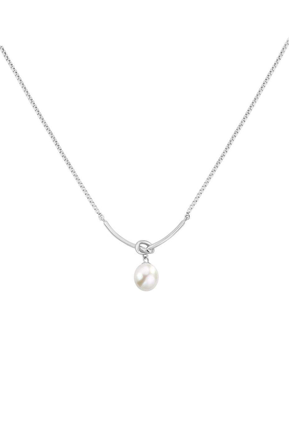 Pearl Decor Knot Motif Necklace - 3 Colors Available - liwisi