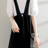 Layered Look Stitch Decor Semi-Flare Dress - 2 Colors Available - liwisi