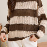 Contrast Color Hollow Out Knit Sweater - liwisi