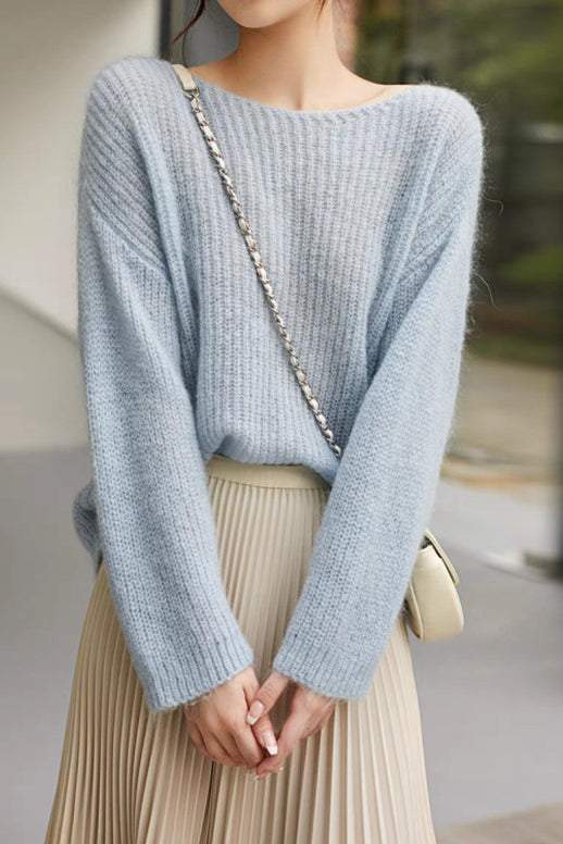 Round Neck Lace Knit Top - 5 Colors Available - liwisi