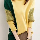Contrast Turtleneck Leisure Knitted Sweater - liwisi