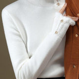 Solid-color Elegant Turtleneck Sweater. - liwisi