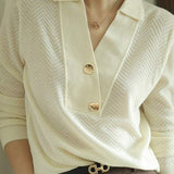Casual Skipper Collar Button Decor Knit - 2 Colors Available - liwisi