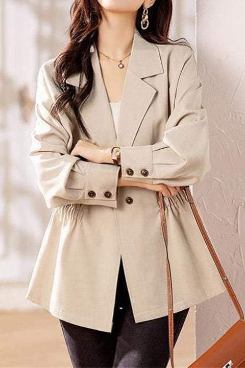 Notch Lapel Collar Drop Shoulder Jacket - 2 Colors Available - liwisi