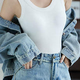 Round Neck Rib Hem Simple Vest - 4 Colors Available - liwisi