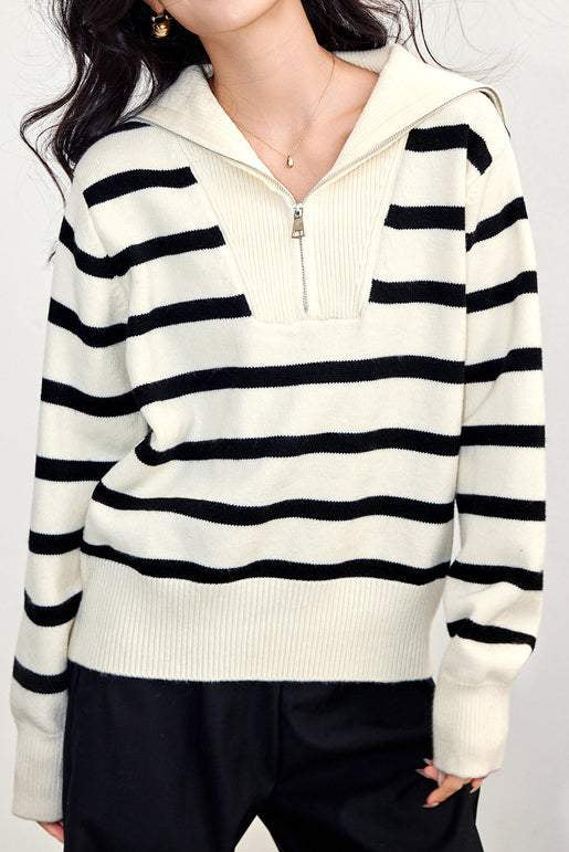 High Neck Zip Knit - liwisi