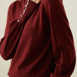 Solid - color casual knitted sweater - liwisi
