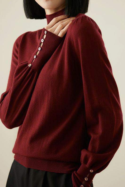Solid - color casual knitted sweater - liwisi
