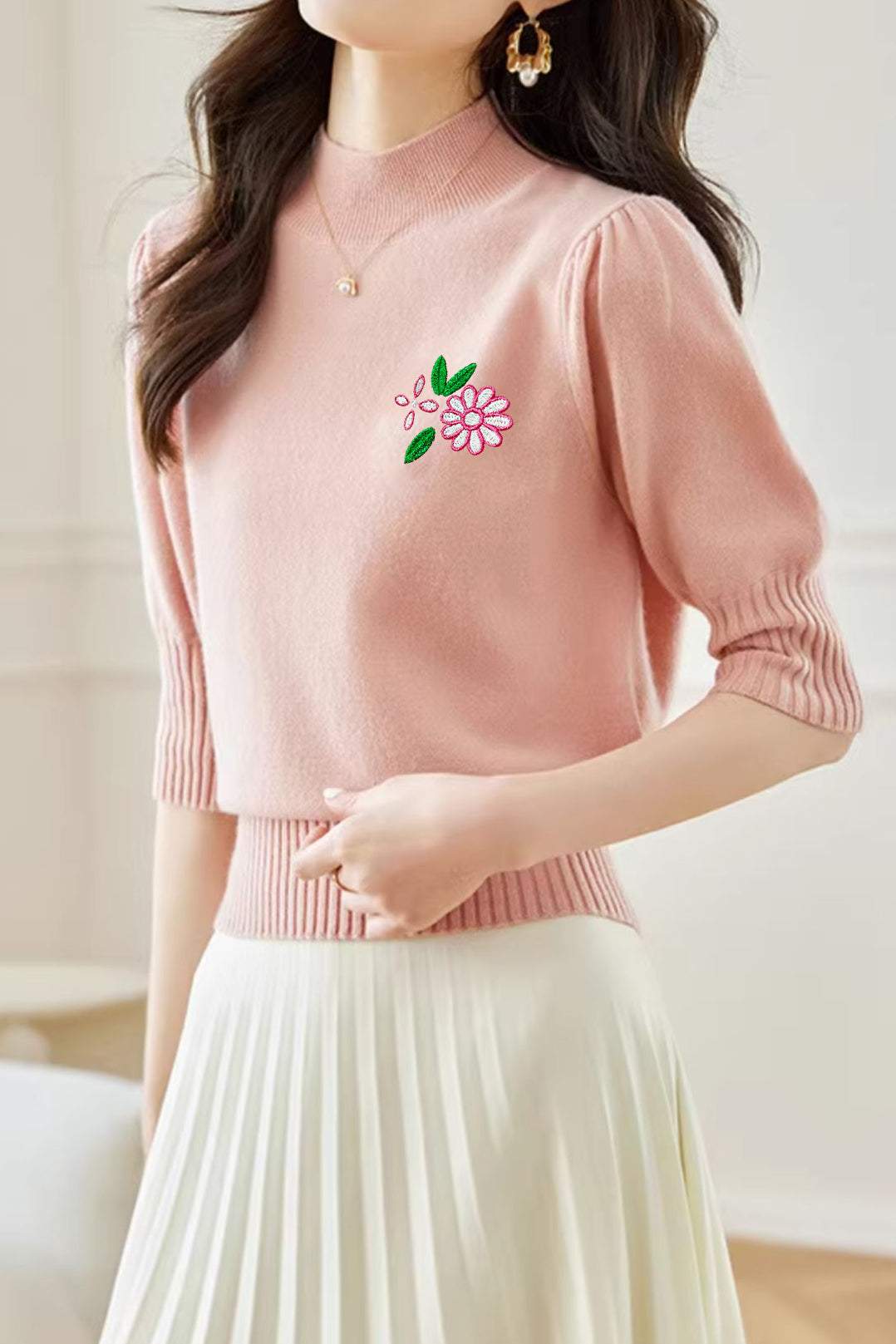 Elegant Embroidered Knitted Top - liwisi