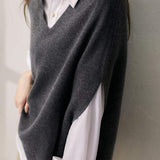 Poncho Style V-Neck Casual Knit Vest - 5 Colors Available - liwisi