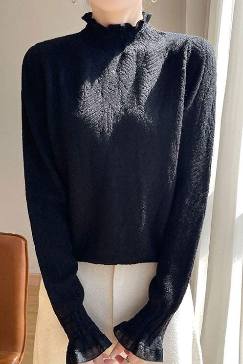 French lace-trimmed knitted undershirt - liwisi