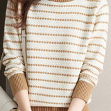 Half Turtleneck Striped Knitted Top - liwisi