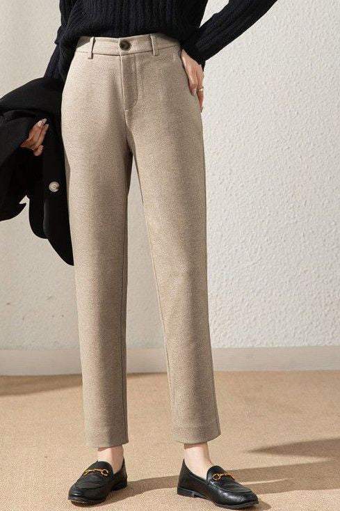 Casual Wool Straight Leg Pants - liwisi