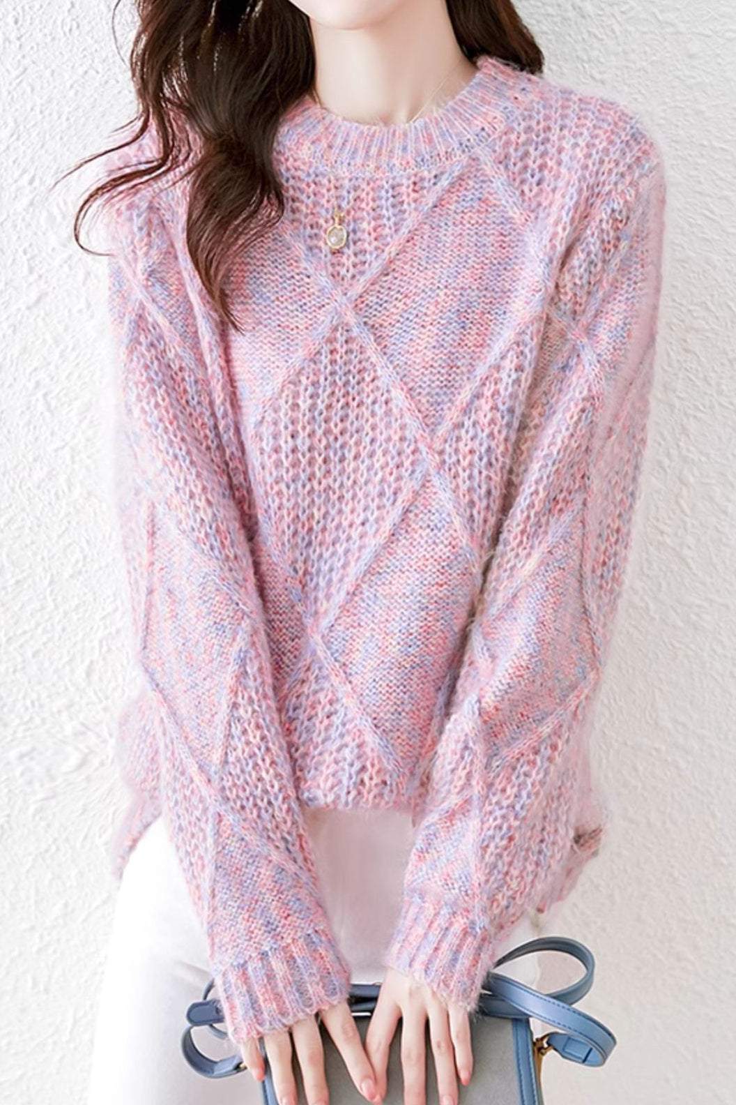 Lazy-style colored-dot knitted bottoming sweater - liwisi
