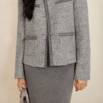 シャネル風テープ装飾ストレートジャケット 裏地付 - liwisi