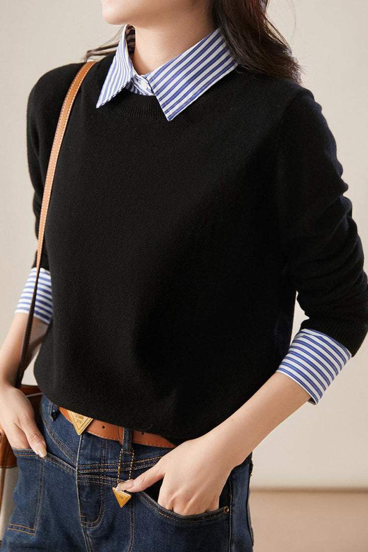 Layered Look Casual Knit Shirt - 2 Colors Available - liwisi