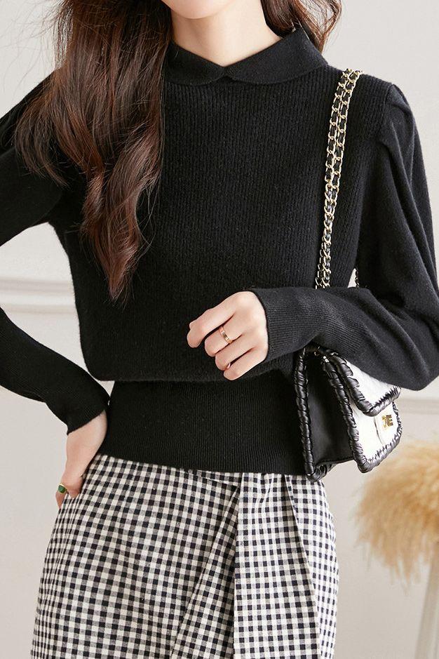 Fashionable doll-collar knitted sweater - liwisi