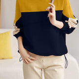 Round-neck Long-sleeved Loose Patchwork Sweatshirt. - liwisi