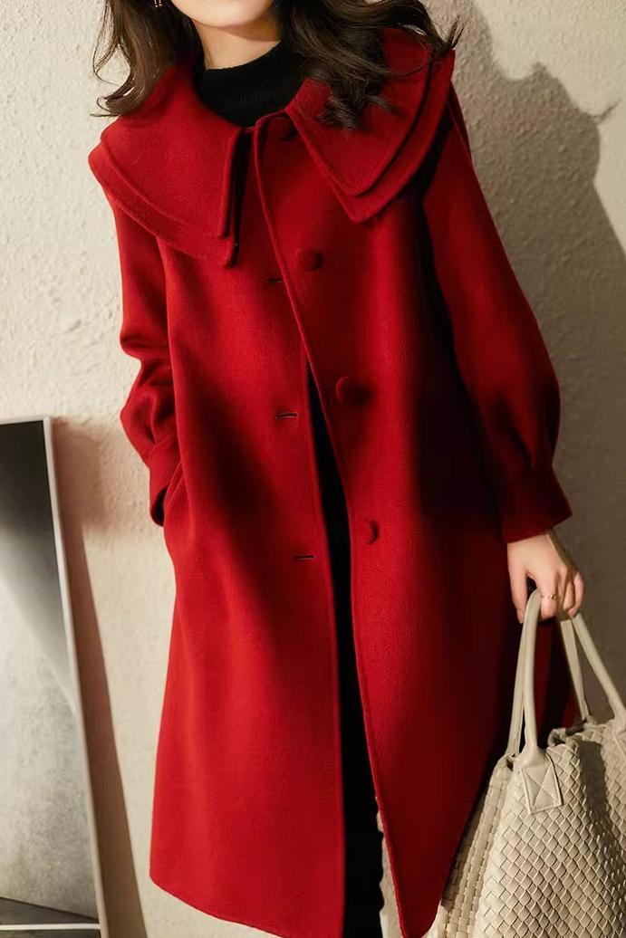 Peter Pan Collar Double-Layer Wool Coat - liwisi