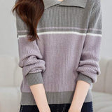 Vintage contrast lapel sweater - liwisi