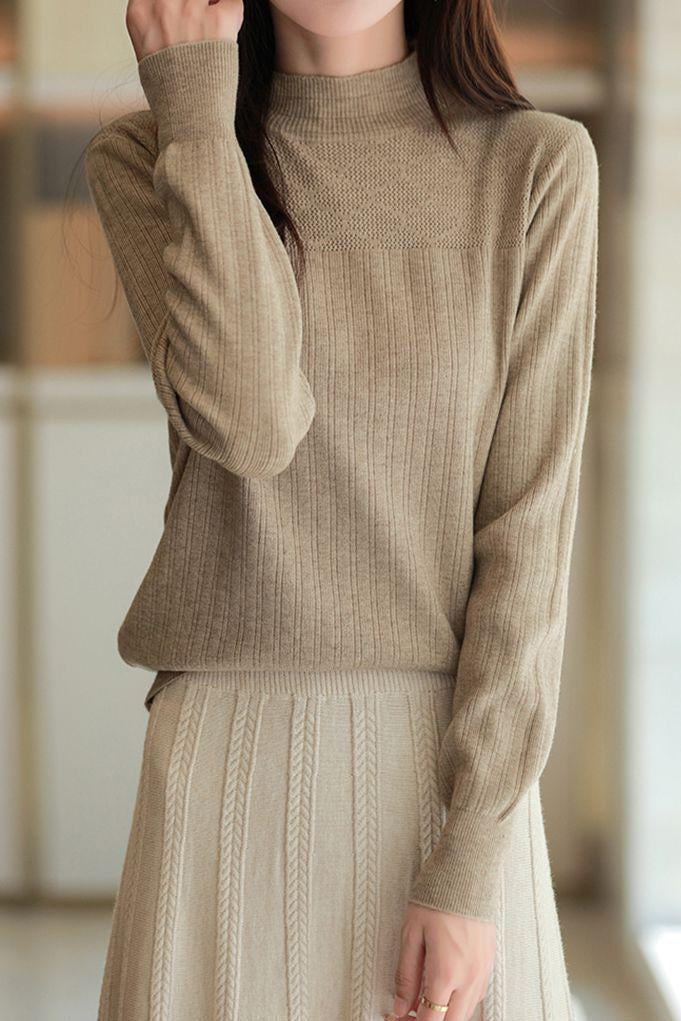 Half Turtleneck Jacquard Sweater Knit Base - liwisi