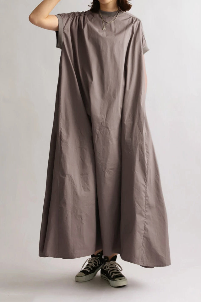 Round Neck Rib Hem Maxi Flare Dress - 3 Colors Available - liwisi
