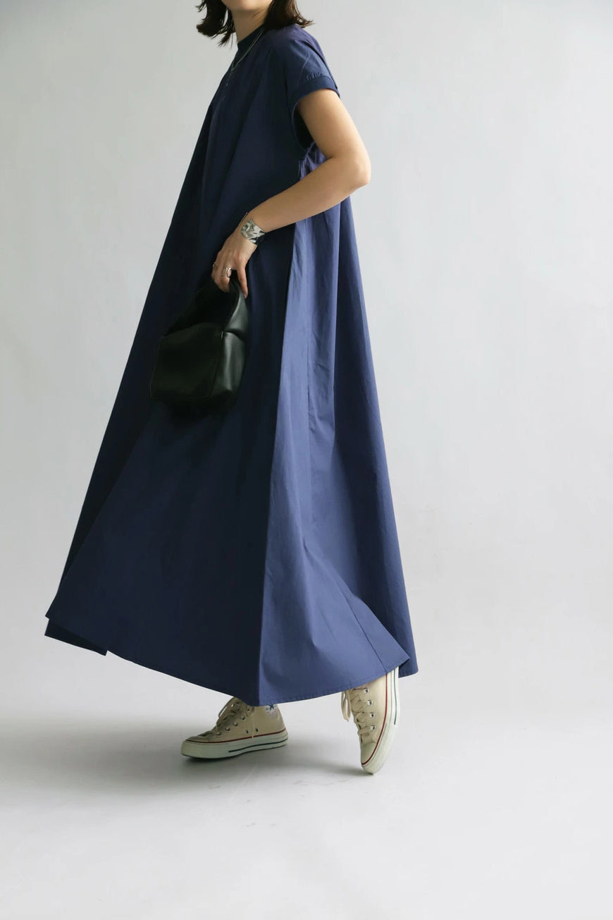 Round Neck Rib Hem Maxi Flare Dress - 3 Colors Available - liwisi