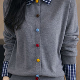Casual Shirt Cardigan Fake Two-Piece Knitted Sweater